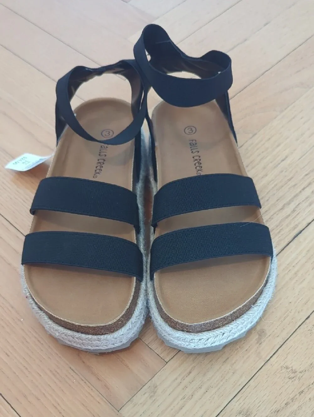 Falls Creek Black Elastic-Strap Espadrille Sandals